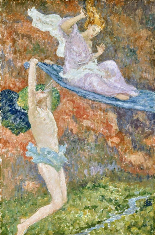 Psyche and Zephyr, vintage artwork by Rupert Bunny, 12x8" (A4) Poster