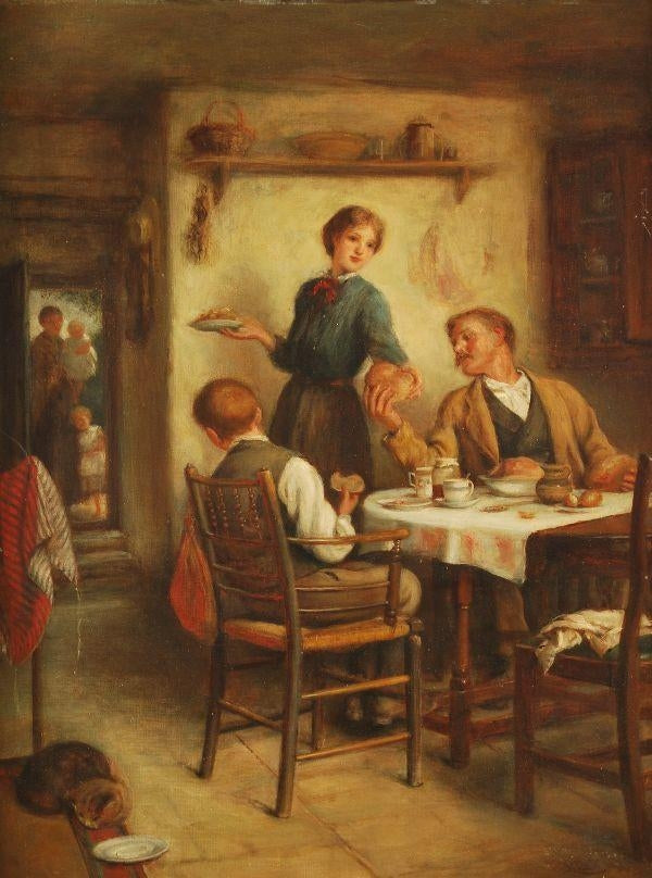 Dinner Guests, vintage artwork by James Clark, 12x8" (A4) Poster