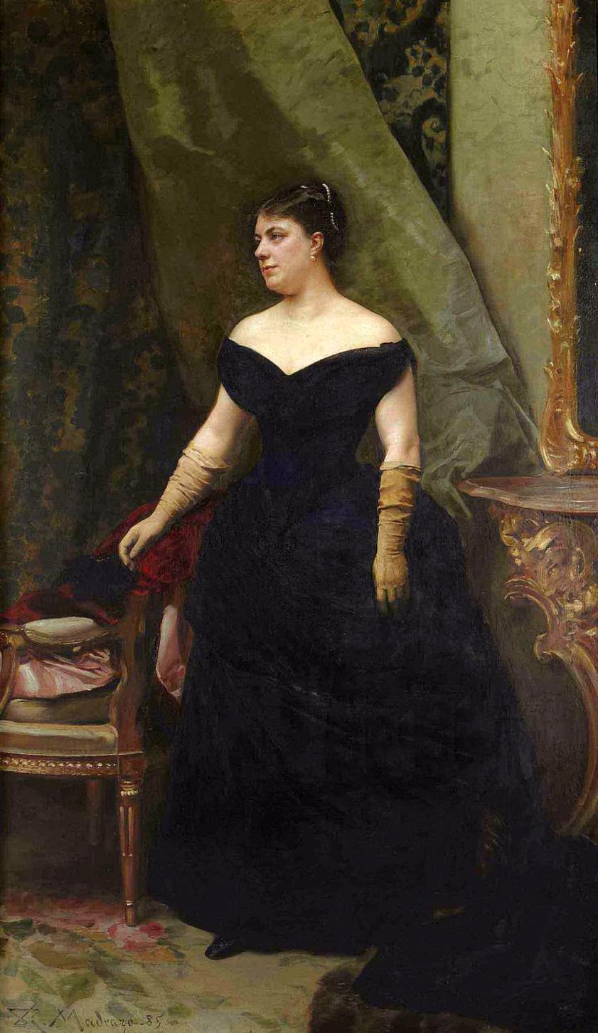 Portrait of Madame Isaac Hirsch Kann, nee Koenigswarter, vintage artwork by Raimundo de Madrazo y Garreta, 12x8" (A4) Poster