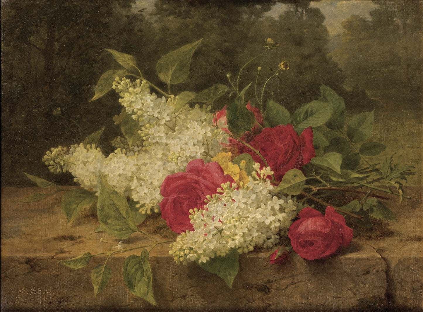 Lilac and Red Roses by Jules Ferdinand Medard,A3(16x12")Poster