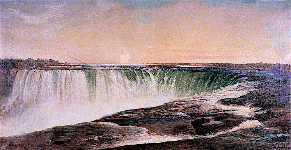 Niagara Horseshoe Falls with Rainbow, vintage artwork by Gilbert Munger, 12x8" (A4) Poster