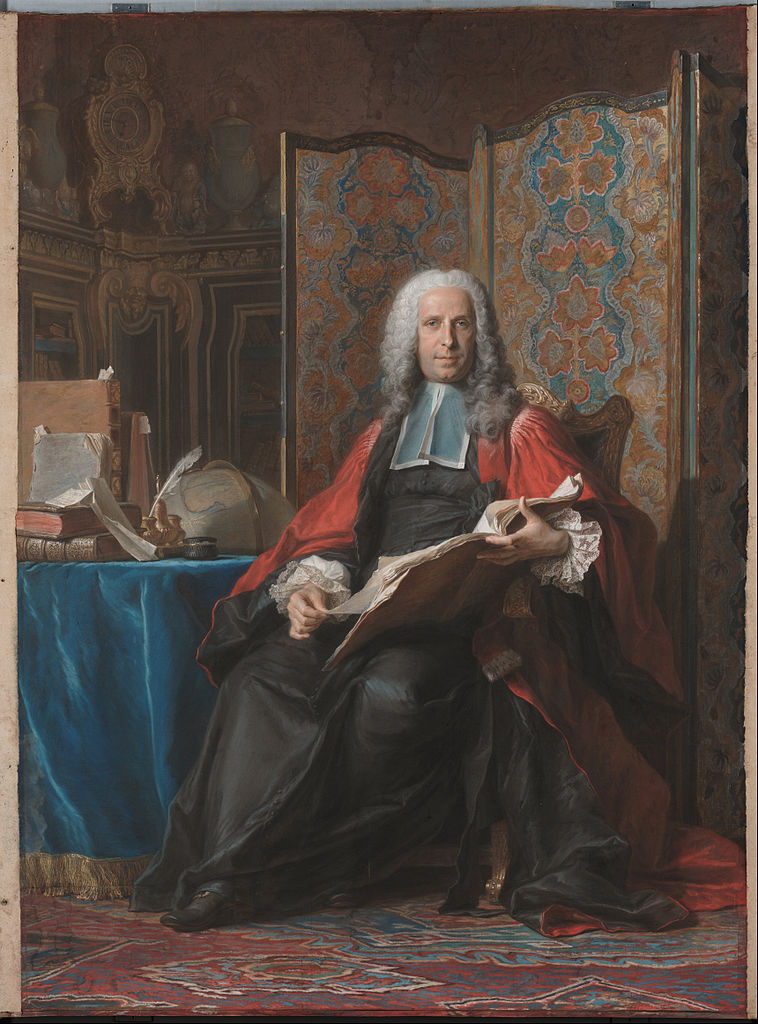 Portrait of Gabriel Bernard de Rieux, vintage artwork by Maurice Quentin de La Tour, 12x8" (A4) Poster