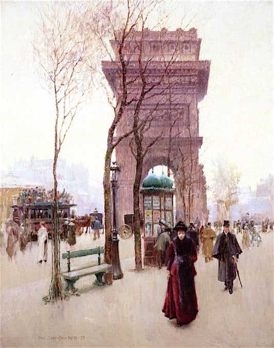 Place de l'Étoile, Paris, vintage artwork by Paul Cornoyer, 12x8" (A4) Poster