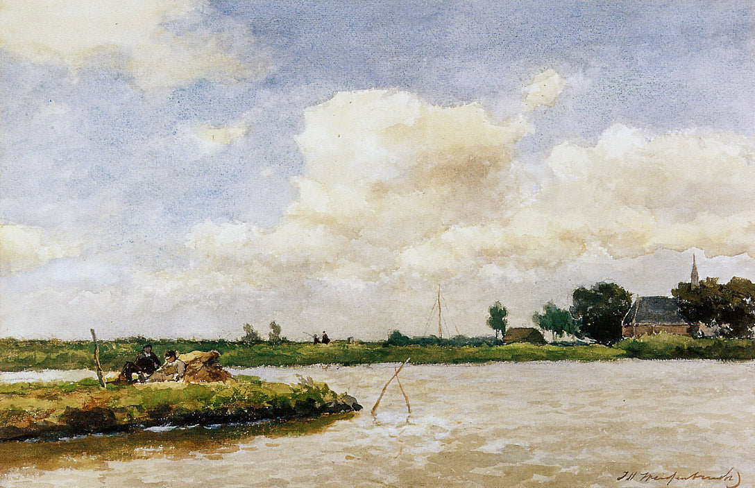 Polder at Noorden, vintage artwork by Johan Hendrik Weissenbruch, 12x8" (A4) Poster
