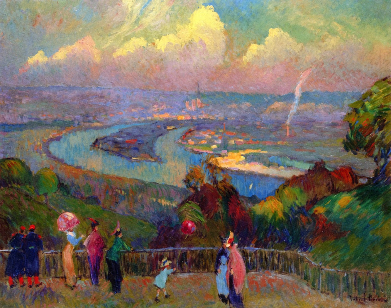 Rouen, the Seine, View from the Heights of Caudebec, vintage artwork by Robert Antoine Pinchon, 12x8" (A4) Poster