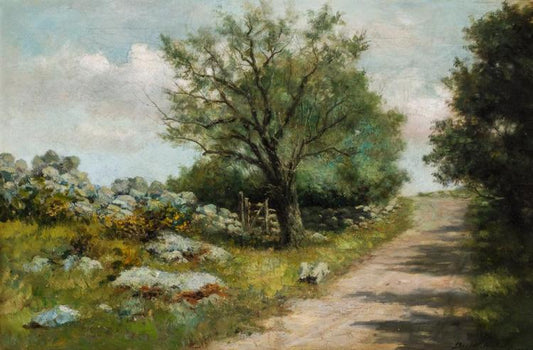 Rock Wall and Fence, vintage artwork by Burr H. Nicholls, 12x8" (A4) Poster