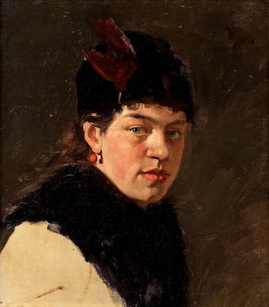 Portrait of Norwegian Artist Harriet Backer, vintage artwork by Oscar Gustaf Bjorck, 12x8" (A4) Poster