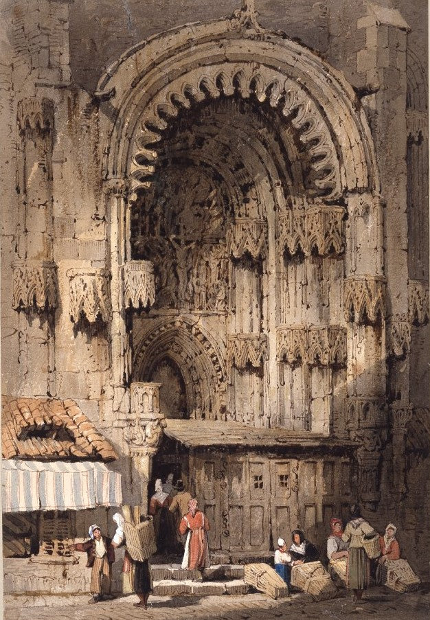 Porch of Prague Cathedral, vintage artwork by Samuel Prout, A3 (16x12") Poster Print