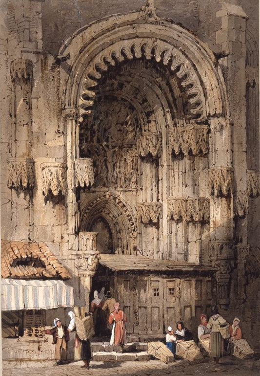 Porch of Prague Cathedral, vintage artwork by Samuel Prout, A3 (16x12") Poster Print