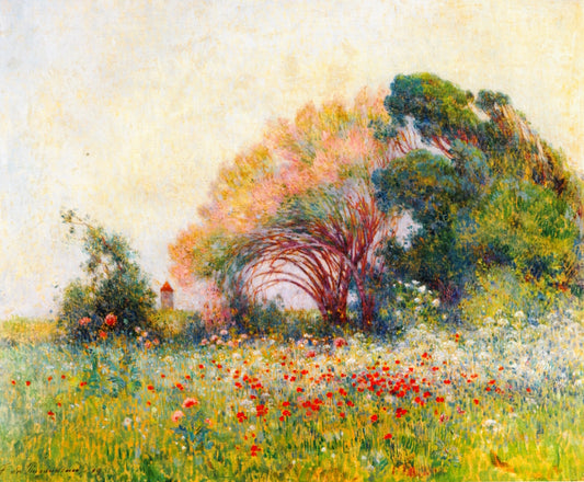 Field of Poppies and Umbels near Batz-sur-mer, vintage artwork by Ferdinand du Puigaudeau, 12x8" (A4) Poster