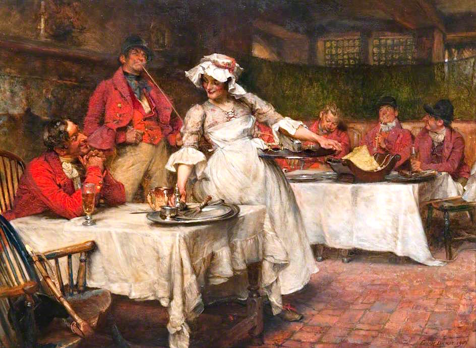 Scene within an Inn (I), vintage artwork by Edgar Bundy, 12x8" (A4) Poster