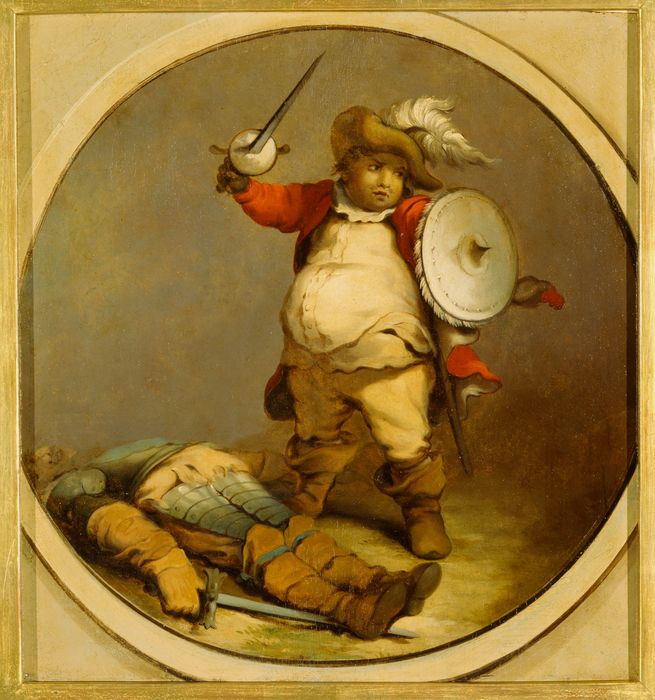 Falstaff with the Body of Hotspur, vintage artwork by Philippe-Jacques de Loutherbourg, 12x8" (A4) Poster