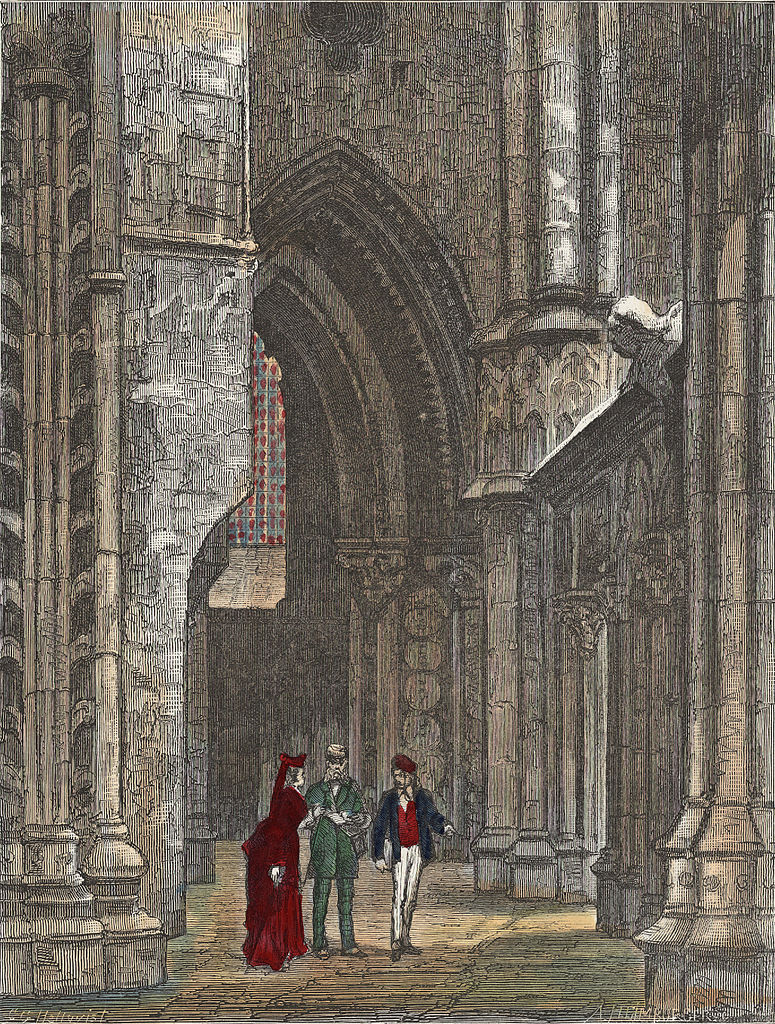 Choir Aisle in Trondhjems Domkirke, vintage artwork by Carl Gustav Hellqvist, 12x8" (A4) Poster