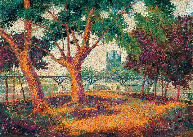 Le Pont des Arts, vintage artwork by Leo Gausson, 12x8" (A4) Poster