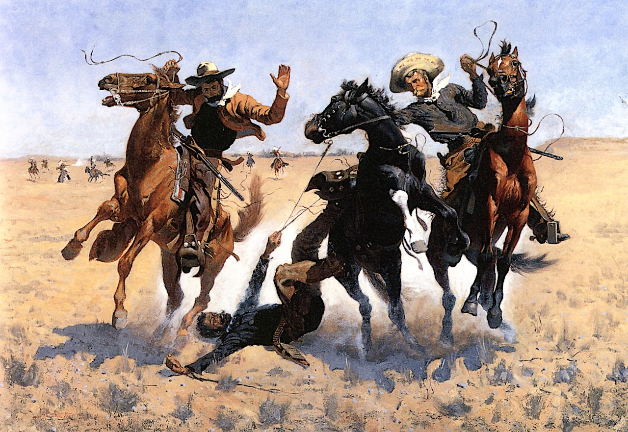 Aiding a Comrade, vintage artwork by Frederic Remington, 12x8" (A4) Poster