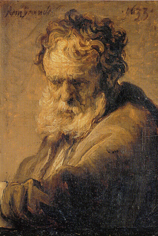Bust of an Old Man, vintage artwork by Rembrandt van Rijn, 12x8" (A4) Poster
