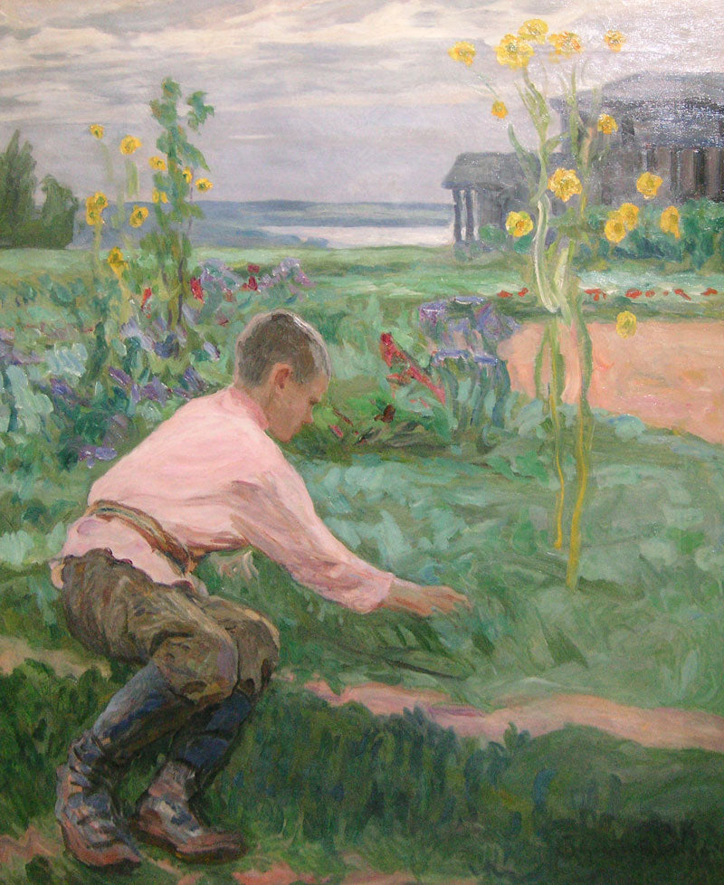 Boy on the Grass by Nikolai Petrovich Bogdanov-Belsky,A3(16x12")Poster