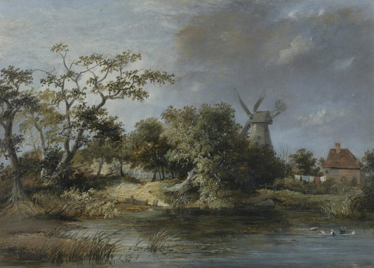 Ponds and Windmill, Hastings, vintage artwork by James Stark, A3 (16x12") Poster Print