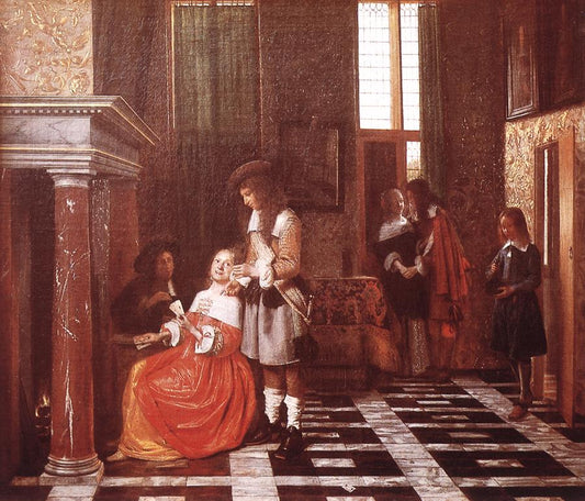 The Card-Players, vintage artwork by Pieter de Hooch, 12x8" (A4) Poster