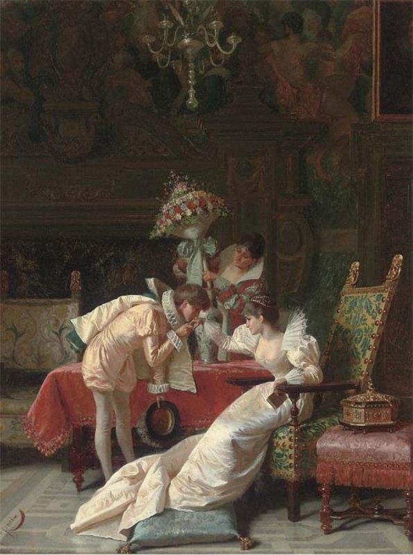 The First Encounter, vintage artwork by Pio Ricci, 12x8" (A4) Poster