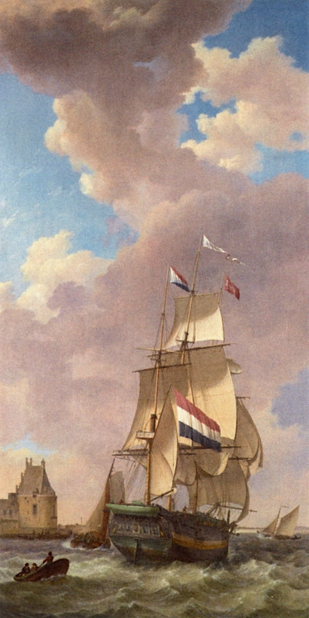 A Merchantman off Veere, vintage artwork by Johannes Hermanus Koekkoek, 12x8" (A4) Poster