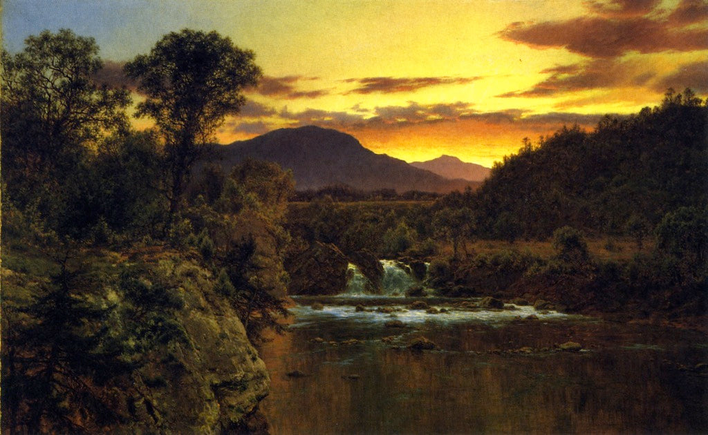 Sunset on White Mountains, vintage artwork by Louis Remy Mignot, 12x8" (A4) Poster