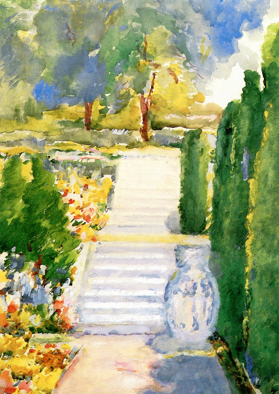 Garden Stairs, vintage artwork by Annie G. Sykes, 12x8" (A4) Poster