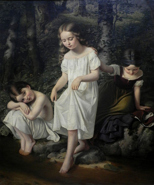 Bathing Children, vintage artwork by Eduard Steinbruck, A3 (16x12") Poster Print