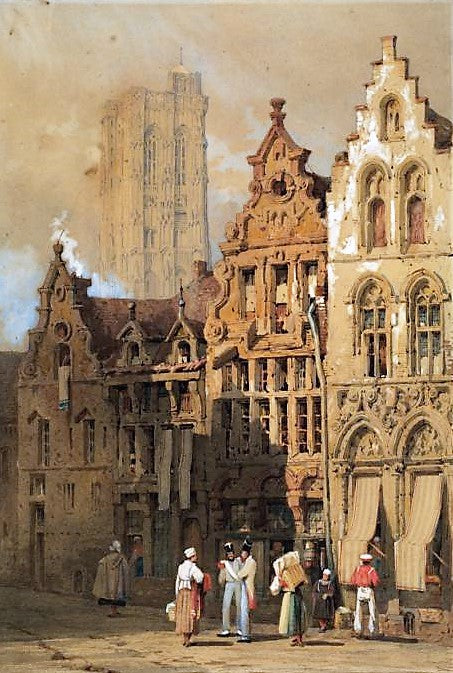 Malines, vintage artwork by Attributed to Samuel Prout, A3 (16x12") Poster Print