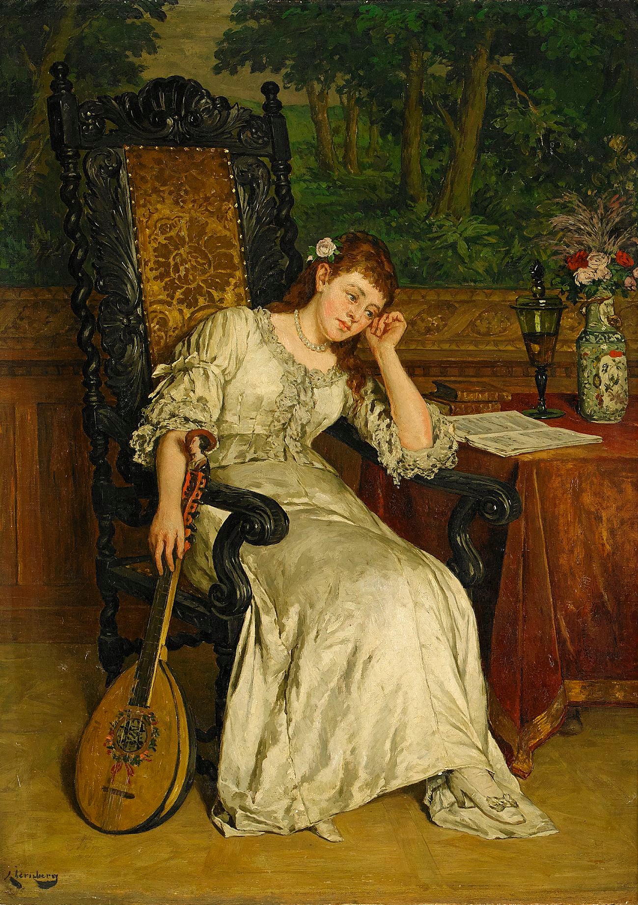 Thoughts, vintage artwork by August Jernberg, 12x8" (A4) Poster