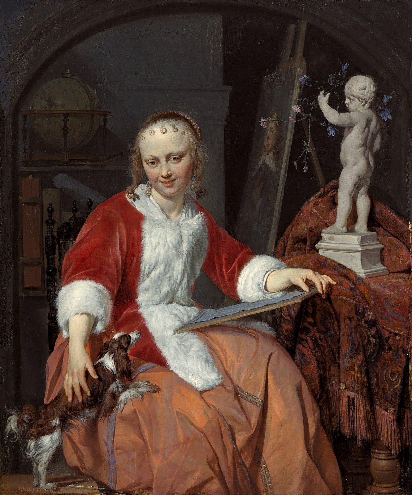 Woman Artist, vintage artwork by Gabriël Metsu, 12x8" (A4) Poster