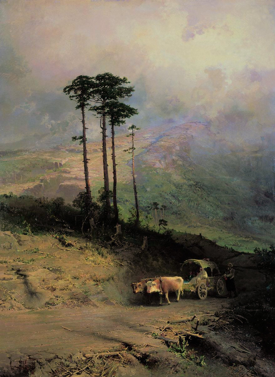 Crimean Mountains, vintage artwork by Feodor Vasilyev, 12x8" (A4) Poster