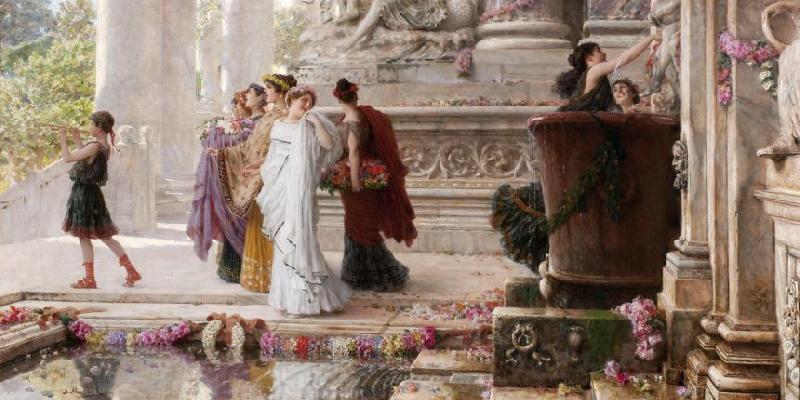 Ceremony at the Temple, vintage artwork by Giovanni Muzzioli, 12x8" (A4) Poster