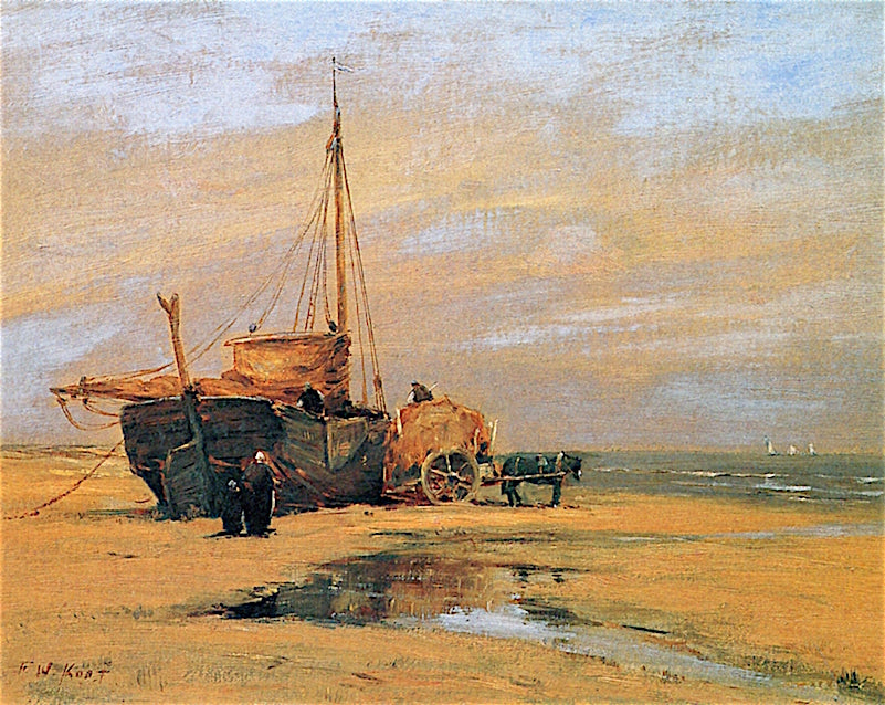 Unloading, Coast of Holland by Frederick W. Kost,A3(16x12")Poster