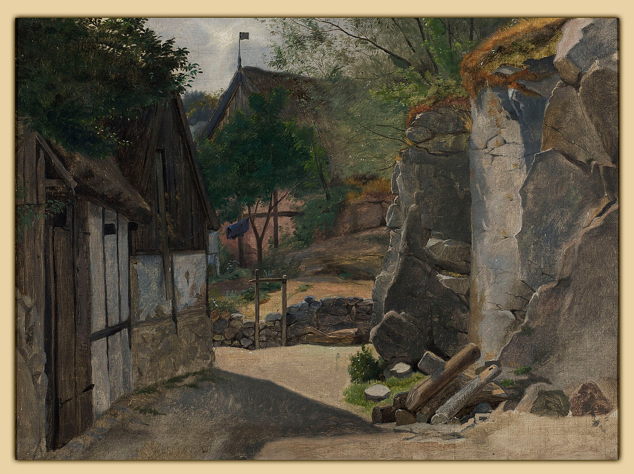 View of Gudhjem, vintage artwork by Carl Otto Haslund, 12x8" (A4) Poster