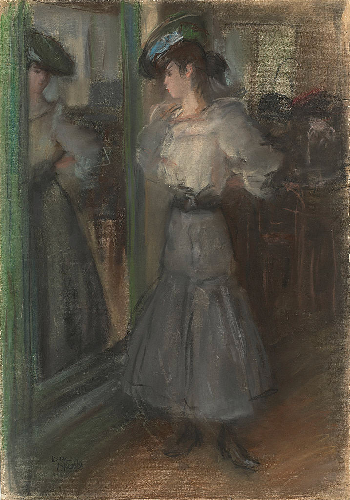 Girl in Front of a Mirror, vintage artwork by Isaac Israels, 12x8" (A4) Poster