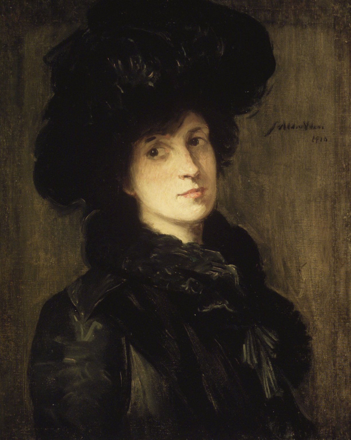 Girl in Black, vintage artwork by Julian Alden Weir, 12x8" (A4) Poster