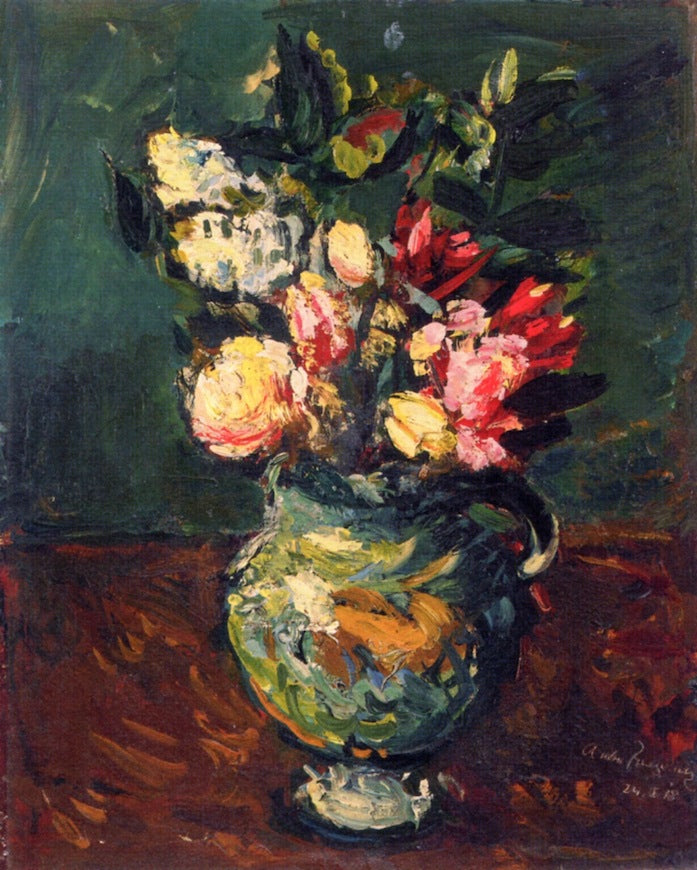 Bouquet in a Hekel Vase, vintage artwork by Anton Faistauer, 12x8" (A4) Poster