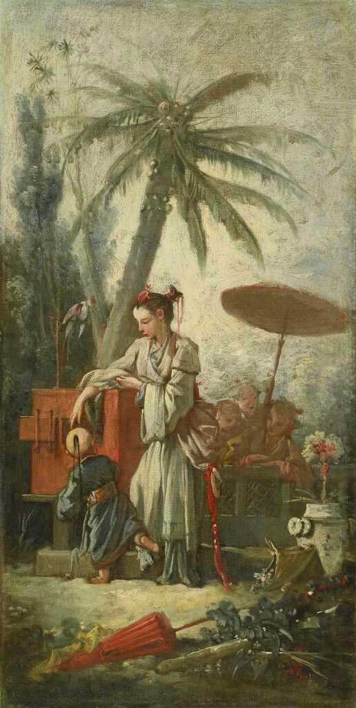 Chinese Curiosity, vintage artwork by François Boucher, 12x8" (A4) Poster