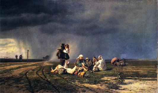 Pilgrims, vintage artwork by Andrei Andreevich Popov, 12x8" (A4) Poster