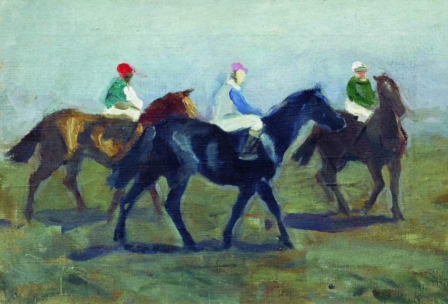 The Jockeys, vintage artwork by Alexei Stepanov, 12x8" (A4) Poster