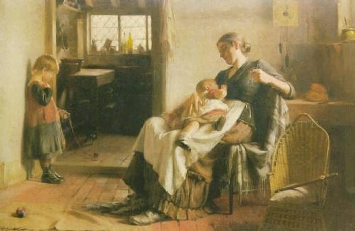 Cat and Mouse, vintage artwork by Arthur Hacker, 12x8" (A4) Poster