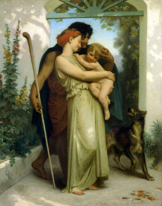 The Departure of the Shepherd, vintage artwork by William Bouguereau, 12x8" (A4) Poster