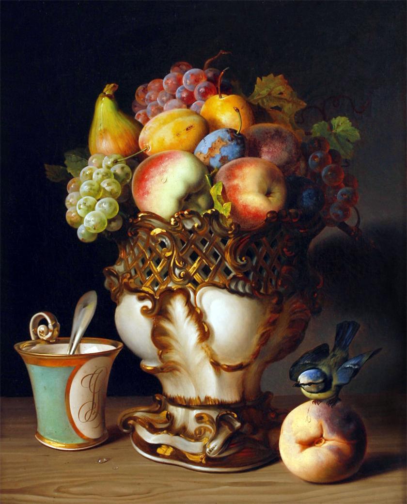 Still-life with Fruit, vintage artwork by Ferdinand Kuss, A3 (16x12") Poster Print