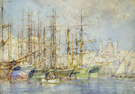 Genoese shipping, vintage artwork by Henry Scott Tuke, 12x8" (A4) Poster