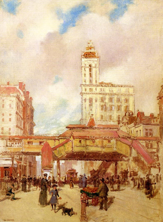 The Third Avenue El, vintage artwork by Paul Cornoyer, 12x8" (A4) Poster