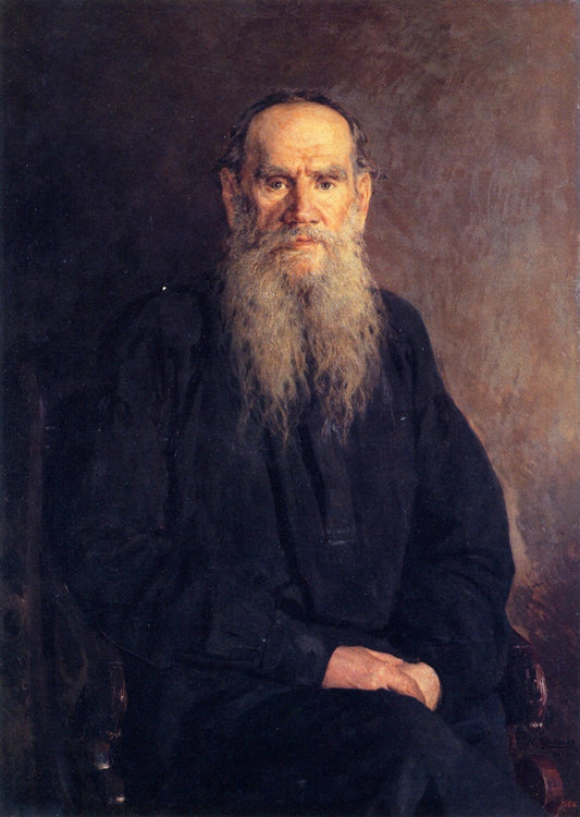Portrait of Writer Leo Tolstoy, vintage artwork by Nikolai Aleksandrovich Yaroshenko, 12x8" (A4) Poster