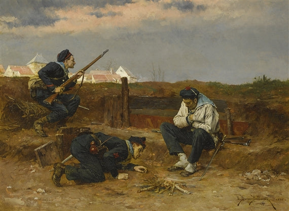 Reminiscences of the War, vintage artwork by Etienne-Prosper Berne-Bellecour, 12x8" (A4) Poster