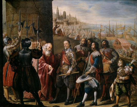 The Relief of Genoa by  the Second Marquis of Santa Cruz, vintage artwork by Antonio de Pereda, 12x8" (A4) Poster