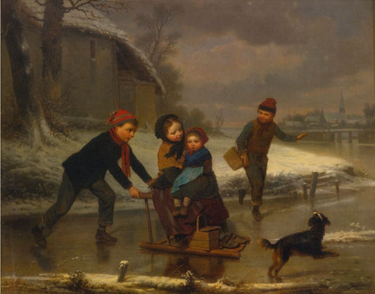 On the Ice, vintage artwork by Pierre Edouard Frère, A3 (16x12") Poster Print